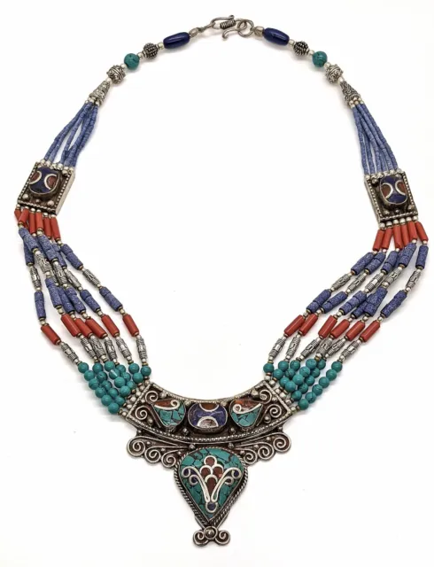 Handcrafted Artisan Moroccan Berber Turquoise Necklace Amazigh Tribal Jewelry