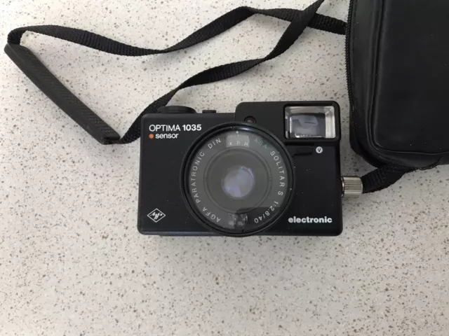 Agfa Optima 1035 Sensor Electronic 35mm Compact Film Camera, Case, Strap
