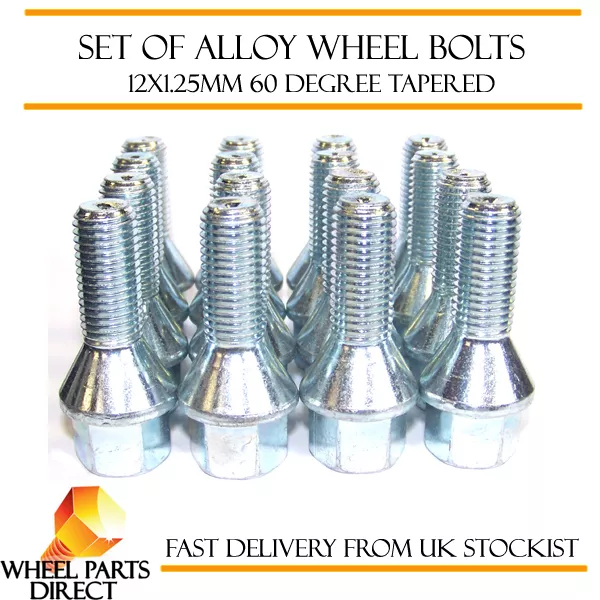 Alloy Wheel Bolts (16) 12x1.25 Nuts Tapered for Peugeot 308 [Mk1] 08-13