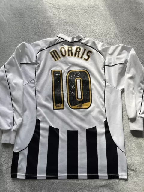 Notts County - official Errea long sleeve 2005/06 home football/soccer kit