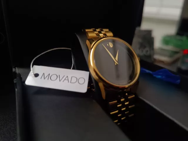 Stunning Movado Museum Classic Quartz Gold Tone PVD Stainless Steel Men's Watch