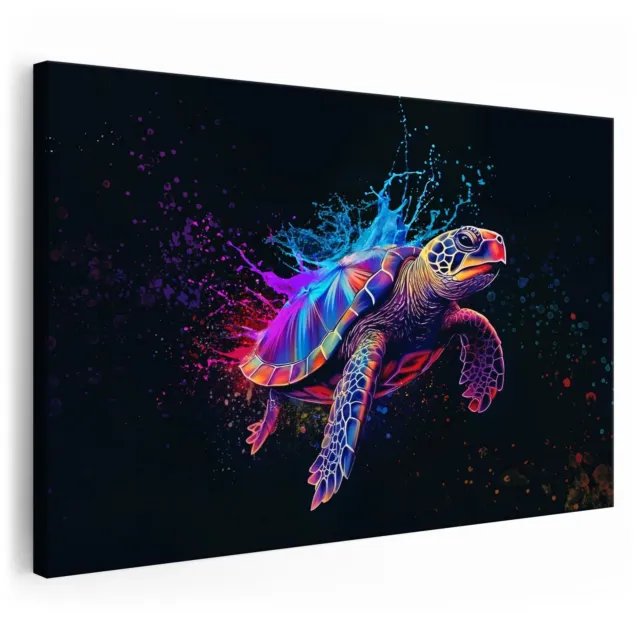 Wand-Bilder XXL Schildkröte Bunt Tierwelt Leinwand-Bild Farbenpracht