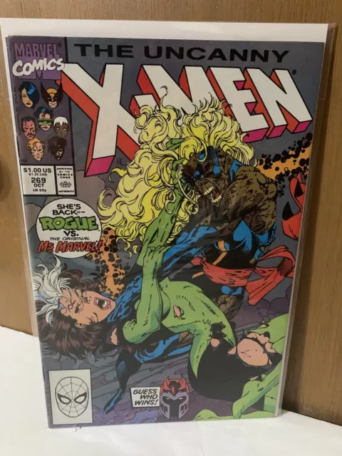 Uncanny X-Men 269 🔥1990 Rogue VS Original Ms Marvel🔥MAGNETO🔥Comics🔥VF