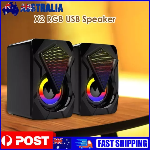 X2 Computer Speakers USB Powered Subwoofer with RGB Light for Desktop Laptop PC