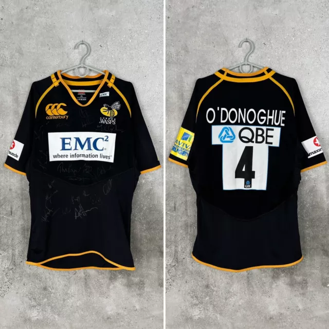 London Wasps Rugby Union Shirt #4 O'donoghue Canterbury Signed Jersey Size Xxl