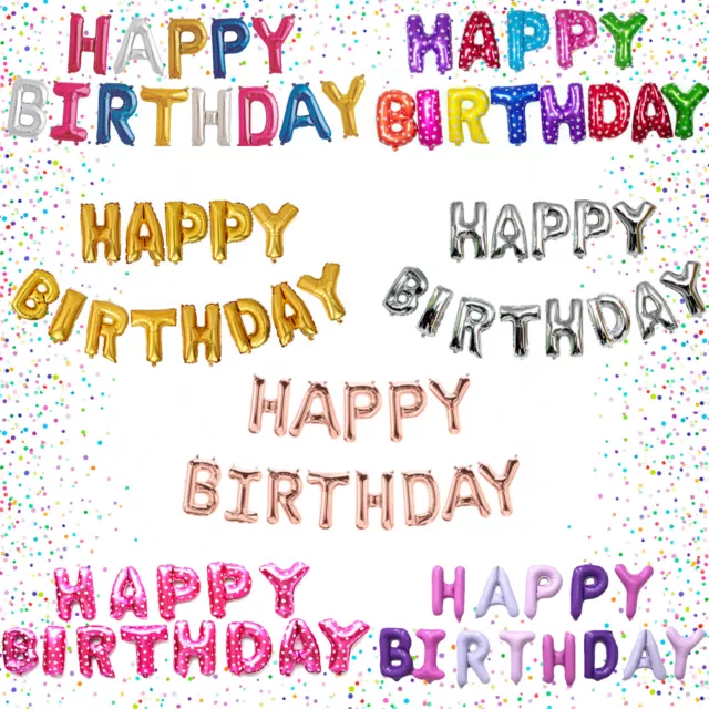 13 tlg Happy Birthday Folienballons Luftballons Buchstaben Geburtstag Party Deko