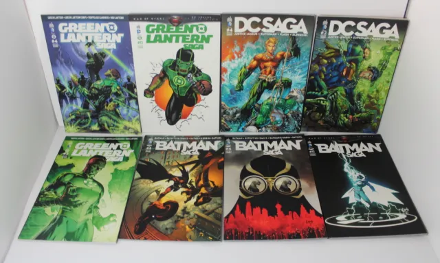 Lot FRANÇAIS de 8 livres à couverture souple Batman Saga DC saga lanterne verte saga DC bande dessinée