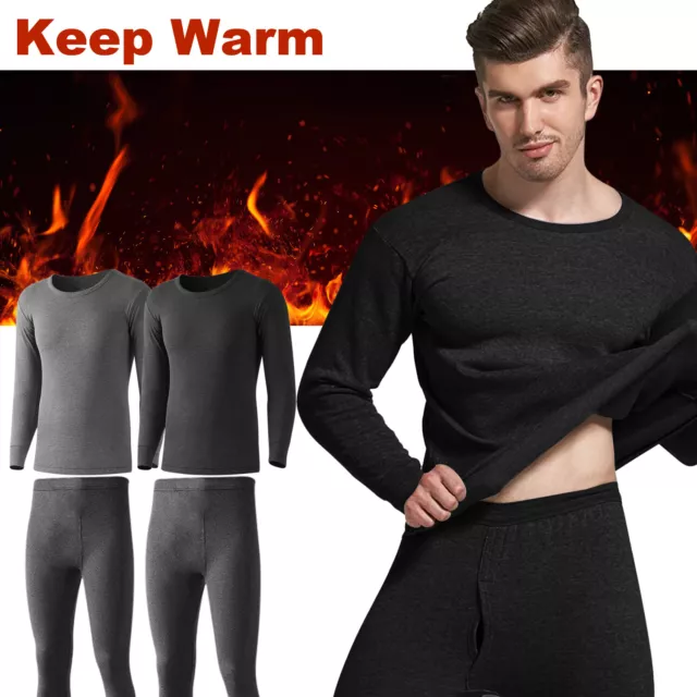 Mens 2PC Thermal Underwear Set Top Bottom Long John Waffle New Johns Pants New