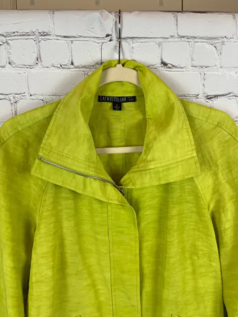 LAFAYETTE 148 NEW YORK linen light green windbreaker jacket zipper ...