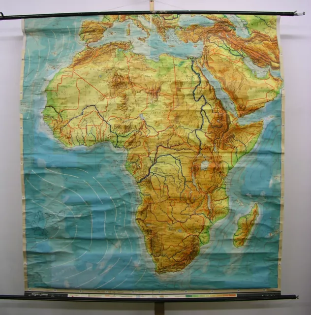 Schulwandkarte Carte Murale Afrique Africa Physisch Physique Map 175x190 ~1965