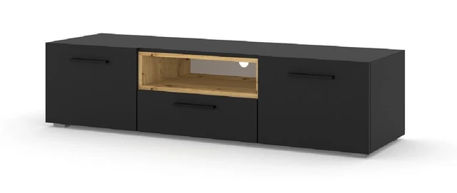 Mobile TV STAND ANETTE 151 colore Nero opaco mensola Rovere