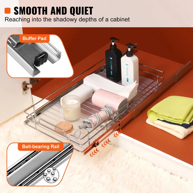 Organizzatore Scorrevole Per Sotto Lavello - 2 Ripiani Con Cassetto, Metallo Bianco - Per Cucina, Bagno O Camera - Carico 10 Kg, Facile Da Montare - Foto 7