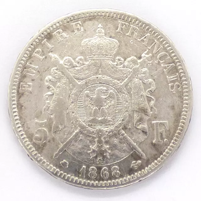 5 Francs, Napoleon III, Silber, 1868 A, Frankreich (4332)