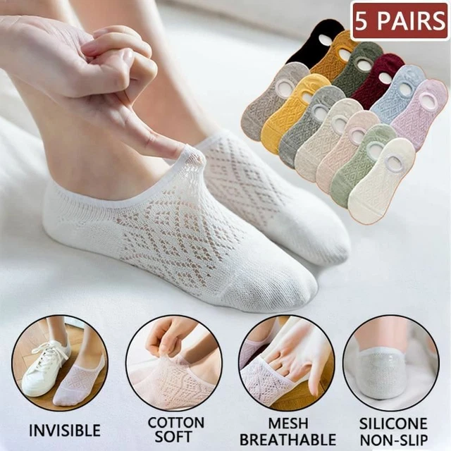 5 Paires / Ensemble Femme Silicone Anti-dérapant Chaussettes Invisible Été