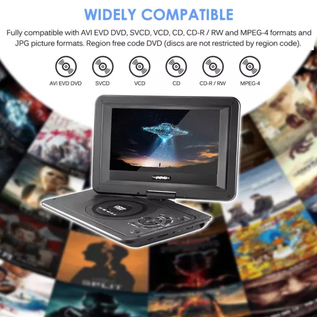 2024 Portable DVD Player with Remote HD Swivel Screen Rechargeable USB New