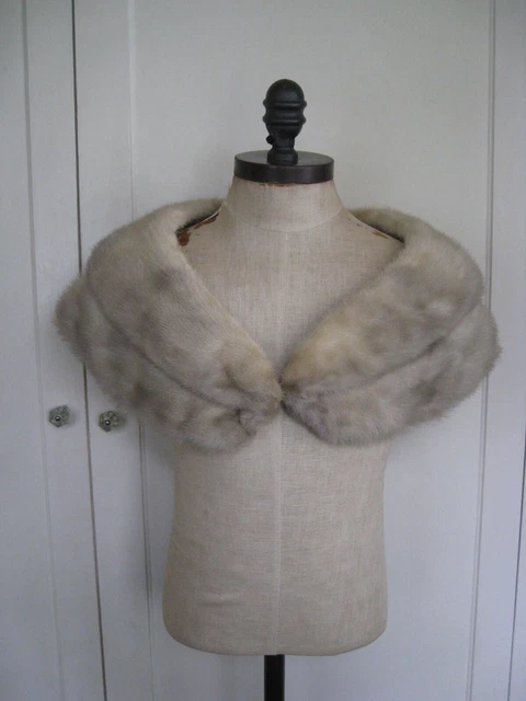 Real Gray Azurine Mink Fur Shoulder wrap, stole