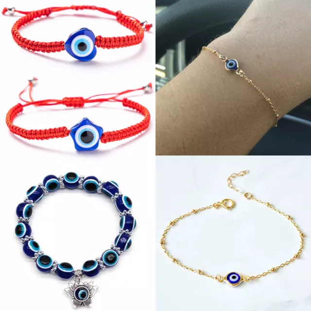 Turkish Hamsa Lucky Evil Eye Bracelet Chain Braided Bangle Elegant Women Jewelry