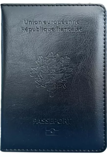 Porte Passeport Housse Protège Passeports Pochette Etui Pour Passeport Cuir Noir