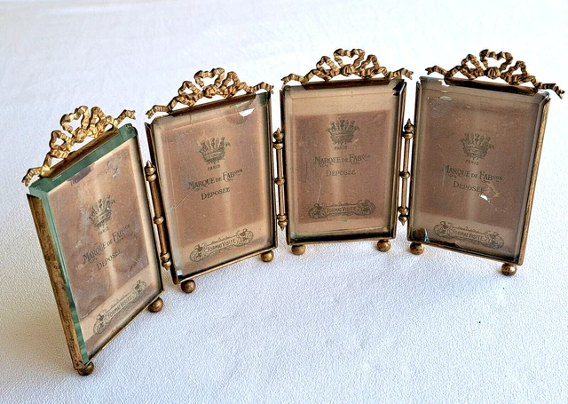 Antique bronze QUADRUPLE PHOTO FRAME. Foldable. FRENCH Louis XVI 1880/900.Unique