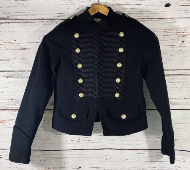 GAP Band / Military Style Blazer Womens Size Medium Black Cropped Gold Buttons