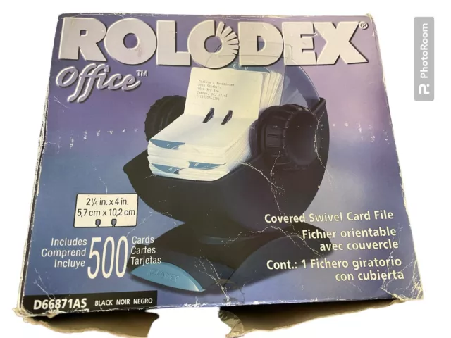 Rolodex Covered Swivel Card File + Indexed Tabs + 500 Plain Cards 66871 Flaw Box