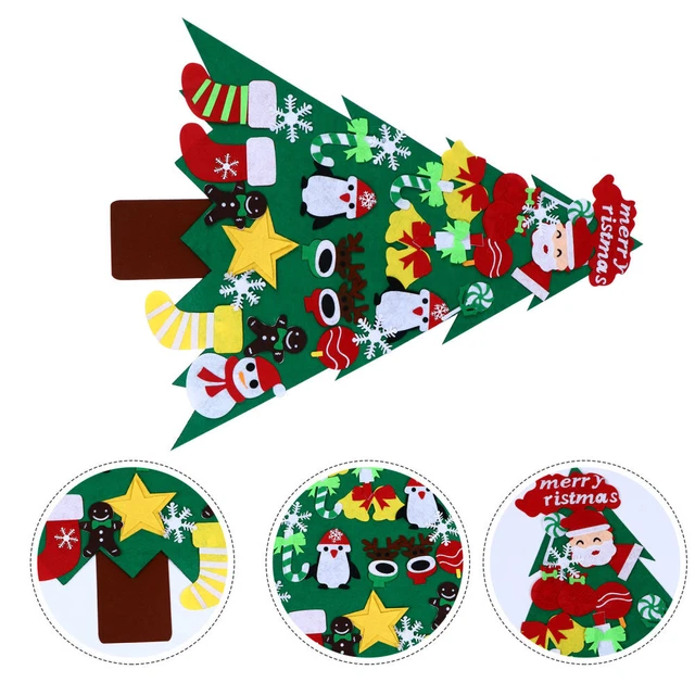 Hágalo usted mismo fieltro siente árbol de Navidad - Set niños hágalo usted mismo pared de árbol de Navidad colgante