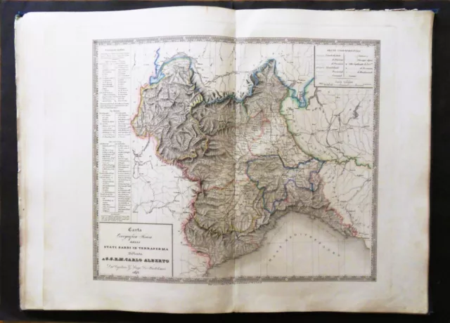 Mappa antica Italia Piemonte Liguria Sardi Carlo Alberto Atlas geografico Maggi