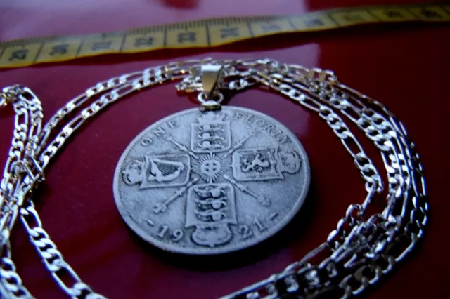 1920-1926 SILVER ENGLISH FLORIN your choice length .925 STERLING SILVER CHAIN