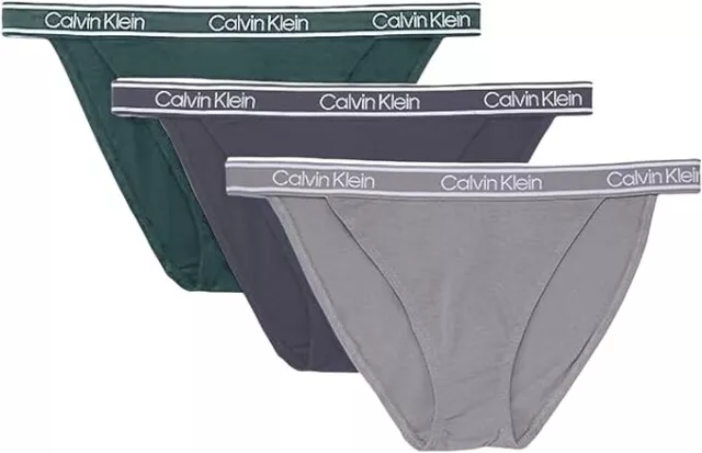 Calvin Klein Women's The Ultimate Comfort Cheeky String Bikini Green Grey Small