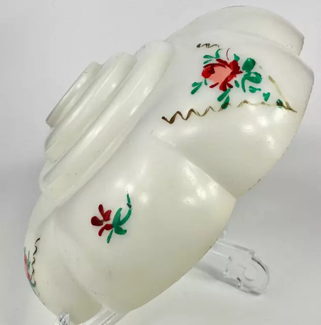 Vintage French White Plastic Ceiling Light Shade with Hand Painted Floral design