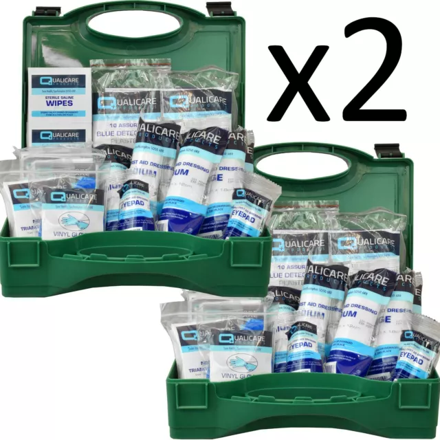 2 x CATERING HSE 1-10 PERSON FIRST AID KIT BOX Kitchen Food Staff Work Cafe Blue