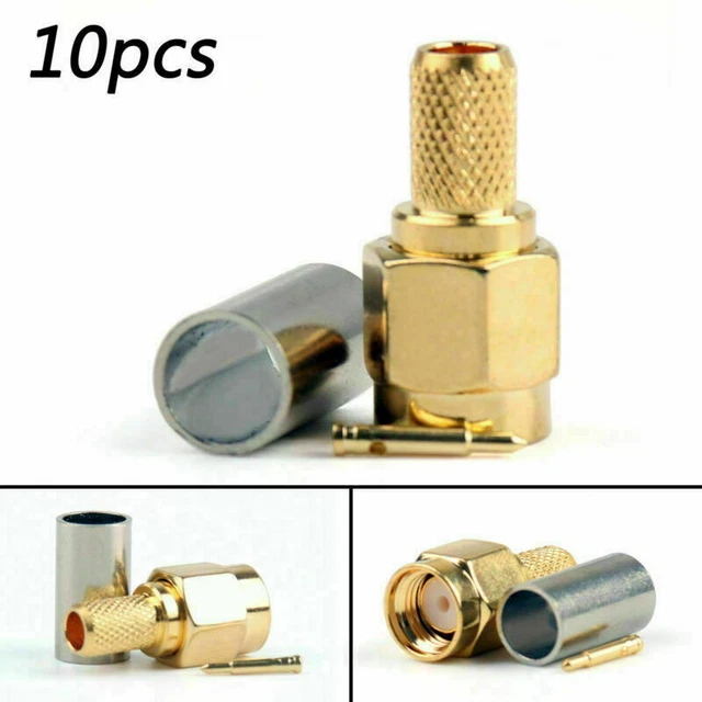 10Pcs Connettore SMA Male Plug Crimp RG58 RG142 LMR195 RG400 Cavo Dritto