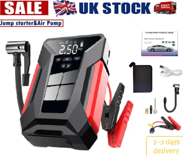 Portable Car Jump Starter, 4000A Peak 39800mAH Battery Jump Starter(for All  Gas or Diesel Engine), 12V Auto Battery Booster w/ LCD Display&Indicator  Jumper Cables, Portable Power Bank Charger&QC 3.0 