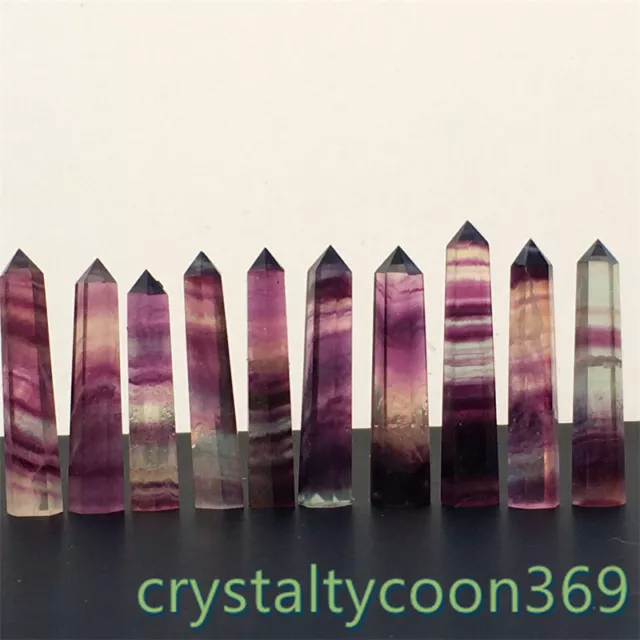 10pc Natural Fluorite Quartz Point Crystal Obelisk Wand Healing Reiki