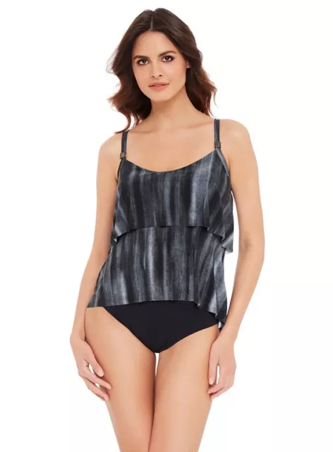 MSRP $132 Magicsuit Social Soft Cup Adjustable Strap Tankini Top Black Size 14