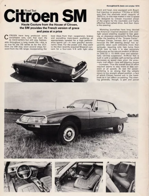 1974 Citroen SM With 5-Speed, Detailed ROAD TEST From UK Car Magazine