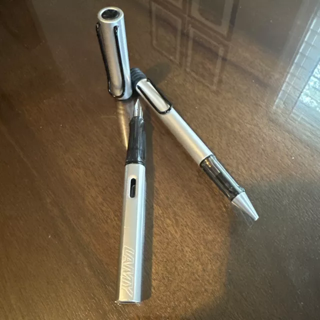 LAMY Safari AL Fountain Pen Medium Nib And Safari AL Ballpoint Pen - Aluminum