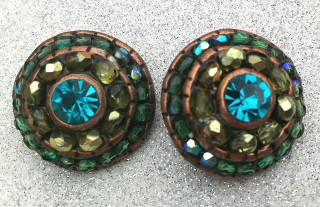 Boucles D’oreilles Clips MARRON MR – Style Ethnique, Laiton Multicolore, Occasion