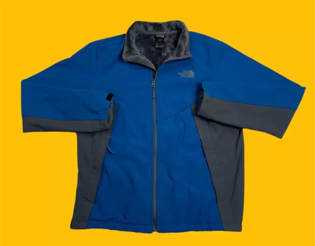 The North Face Mens Size L Soft Shell Blue Thick Fleece Lined Windproof Jacket