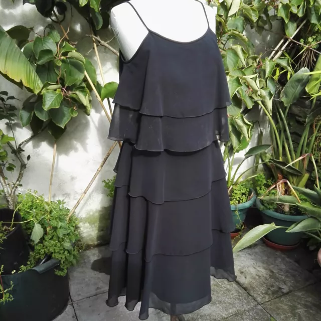 Vintage 1970s Dress, Trina Lewis Marjon Couture, Black