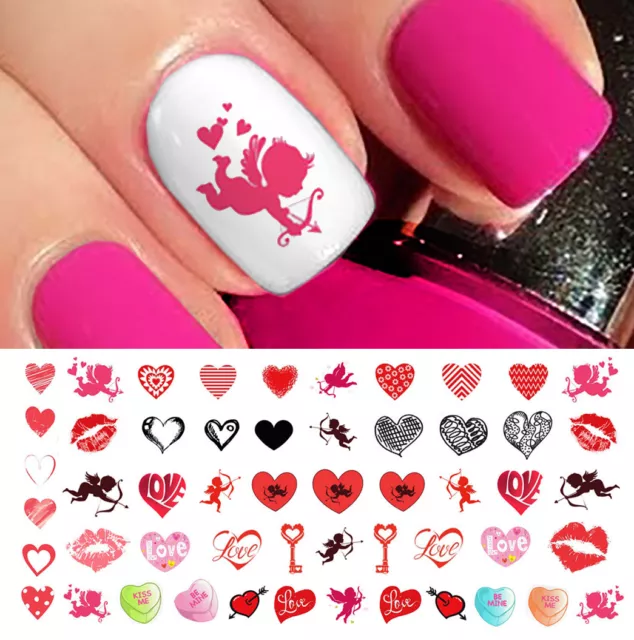 Valentines Day Heart Assortment #2 Nail Art Waterslide Decals - Salon Quality!