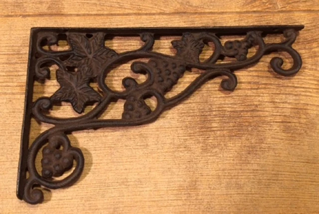 French Style Grape Corner Brace Cast Iron Shelf Brackets (Set Of Two) 0170-06507
