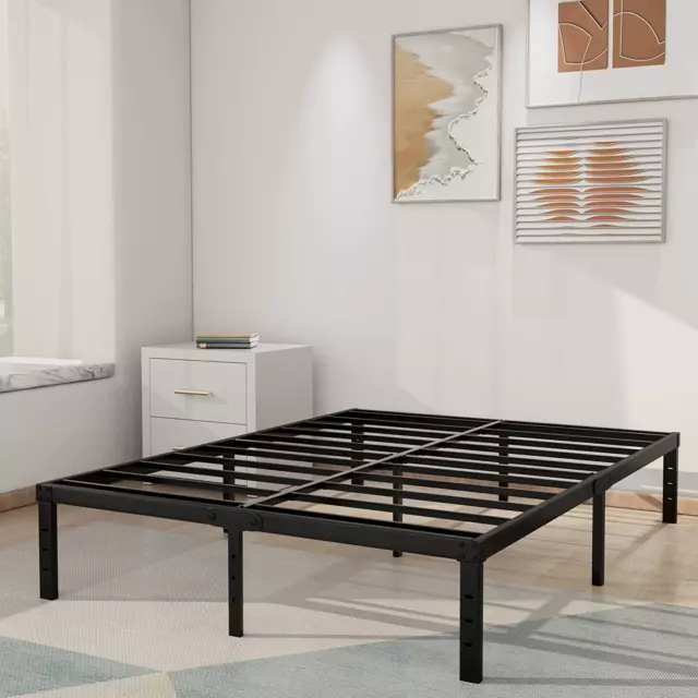 14 Inch Metal Platform Bed Frame/Sturdy Strong Steel Structure 3000 Lbs Heavy Du