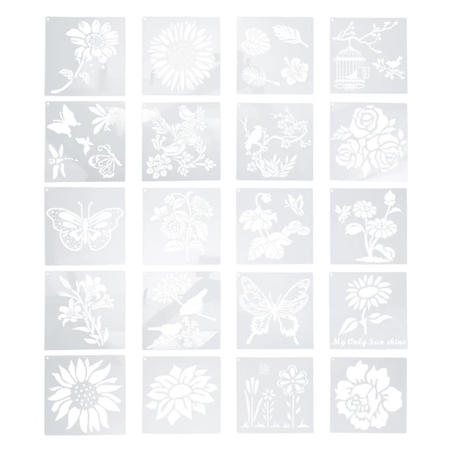 20 Pcs Mylar-Schablonenblätter Malerei Gravurvorlage Blumenformen Mädchen