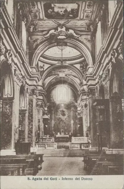 cr33 cartolina interno del duomo provincia di  benevento campania 1937