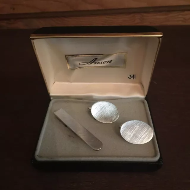 Vintage Anson Cufflinks and Tie Bar With Box