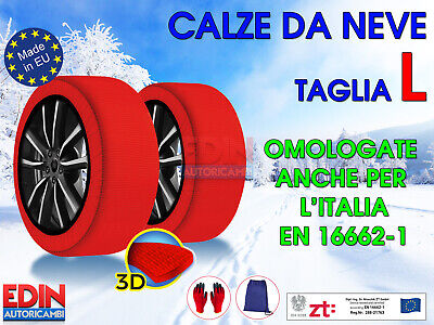 Bottari Calze da Neve in Tessuto per Pneumatici Auto 205/55-14 Omologate EN 16662-1:2020 