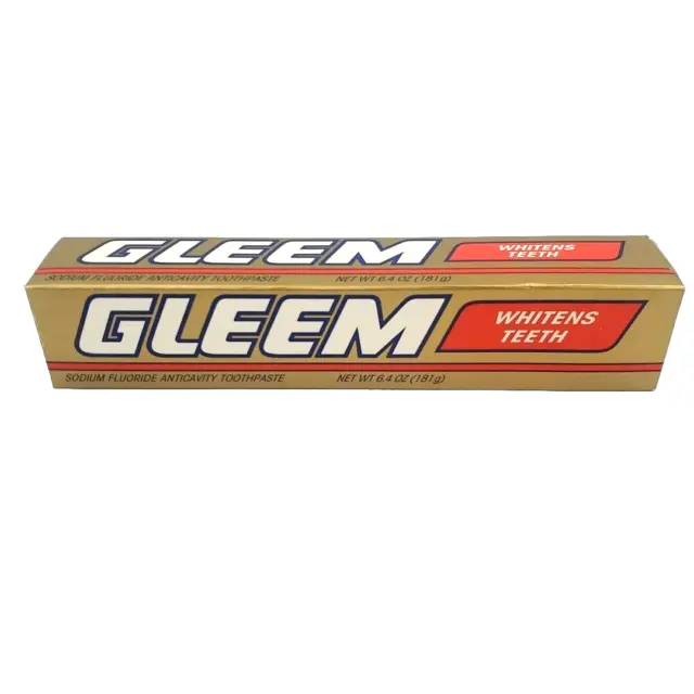 Vintage 1997 GLEEM Toothpaste 6.4oz Adult Whitens Teeth, Fluoride NEW OLD STOCK