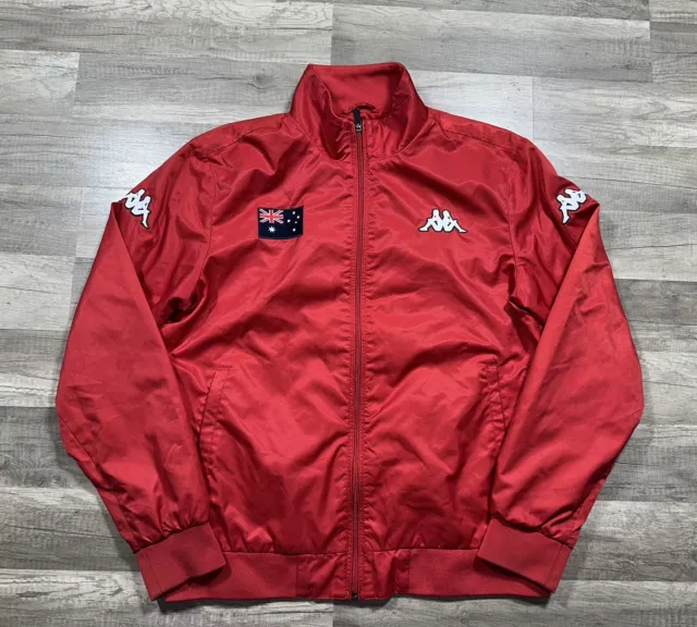 Kappa Red ‘British’ Full Zip Jacket Polyester Men’s Size XL Embroidered Flag