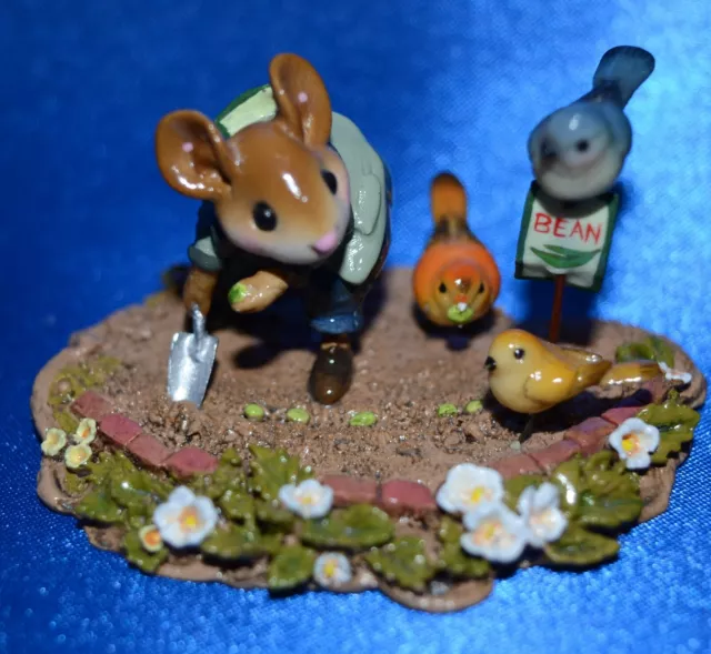 Wee Forest Folk 'The Garden Bandits', M-437, BLUE, Gardening Mouse, Retired